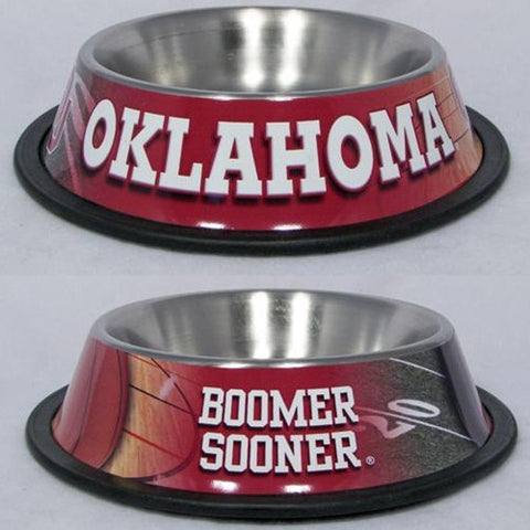 Oklahoma Sooners Stainless Steel Dog Bowl